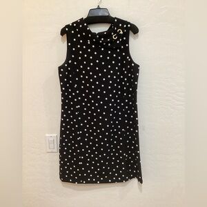 ALEX MARIE BLACK POLKA DOT DRESS WITH GOLD ACCENT ON L COLLAR